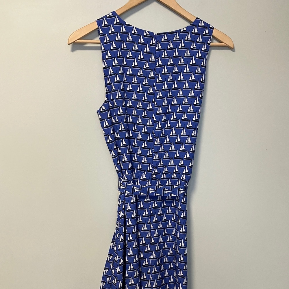 Eva Franco Anthropologie Blue Sailboat Print Maxi Leg Jumpsuit - Picture 7 of 8